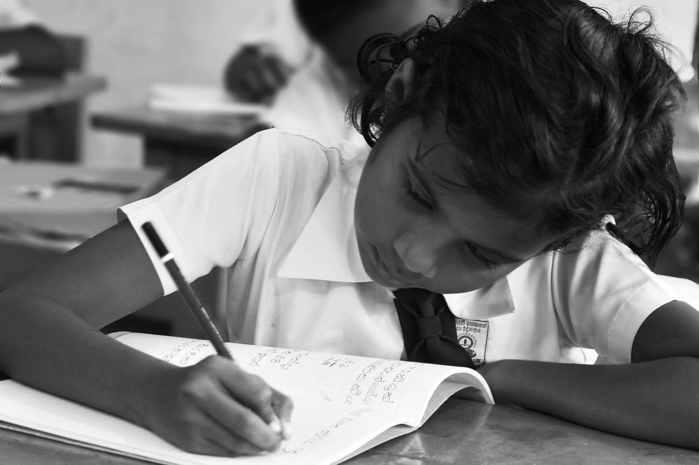 A child studying in Sri Lanka