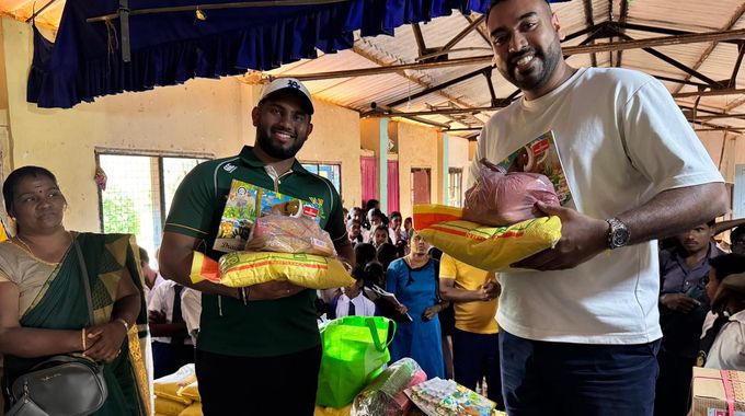 Supplies being distributed at a school hall in the Nuwara Eliya district